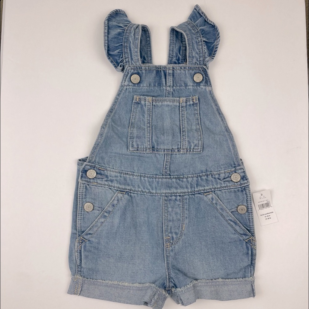 BABY GAP Girls Denim Ruffle Shorts Overalls NWT *BUY2GET2FREE!*